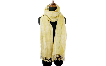 ≪厚手≫丹波木綿ストール　ストライプ 　イエロー系 DD002