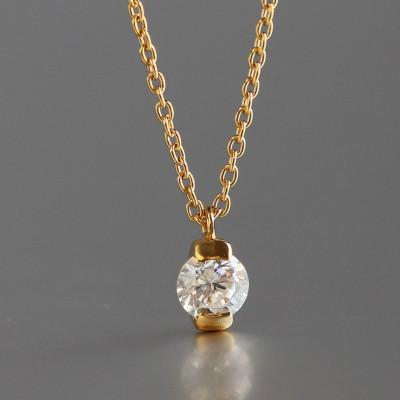 ふるさと納税 大津市 K18 金【0.2ct ラボダイヤモンドネックレス】ハーフベゼル 輝き続ける美しさ 一粒ペンダント