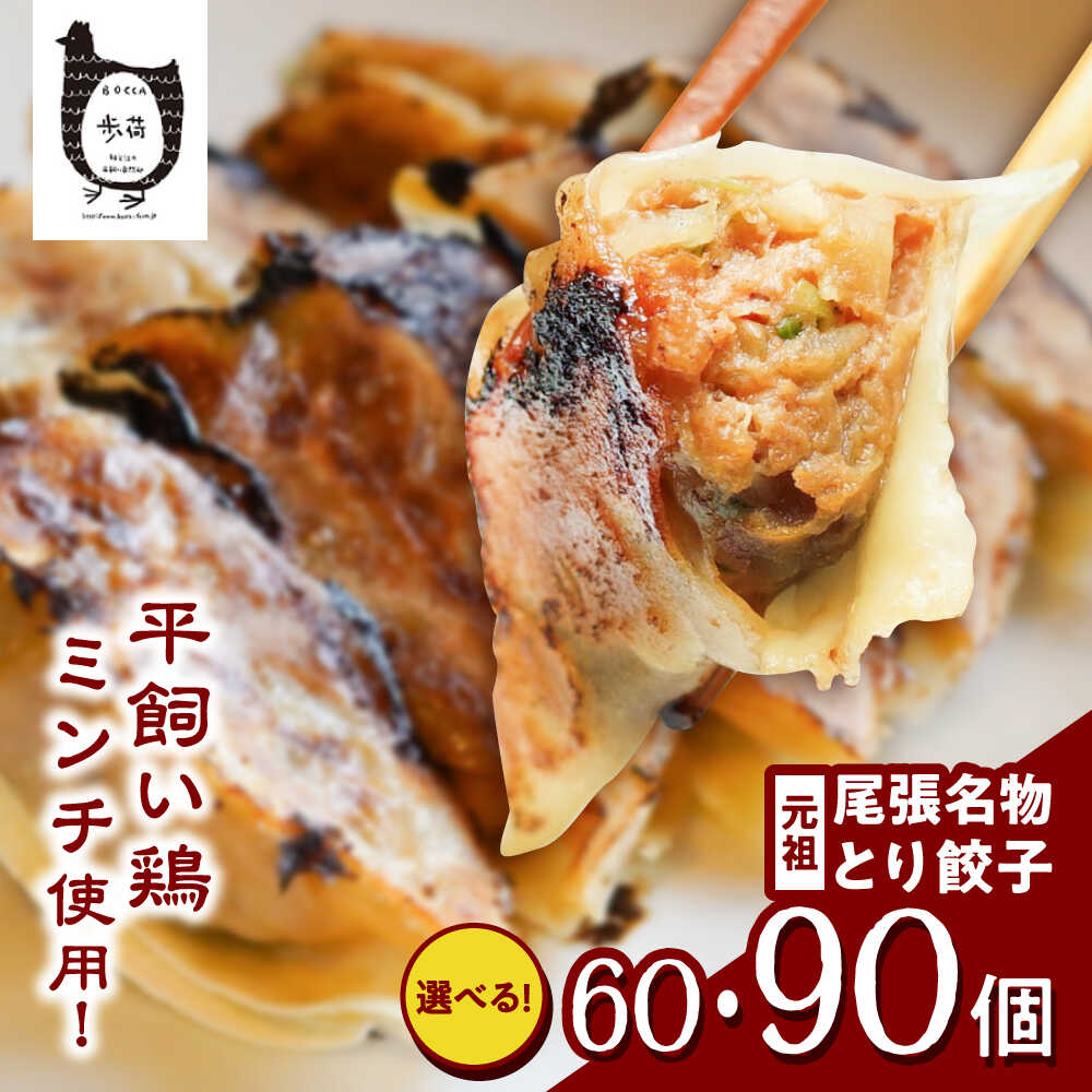 【ふるさと納税】【選べる内容量】元祖 「尾張名物とり餃子」（60個／90個） / 餃子 ニンニク不使用 冷凍 ギョーザ 生餃子 おつまみ / 稲沢市 / 平飼い自然卵歩荷[BMBM005]