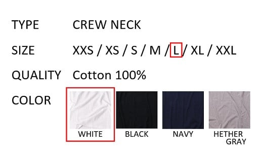 【Lサイズ】 EIJI T−SHIRT クルーネック ホワイト _SM13-5 ｜ 服 Tシャツ ティーシャツ 国産 日本製 大阪府 阪南市