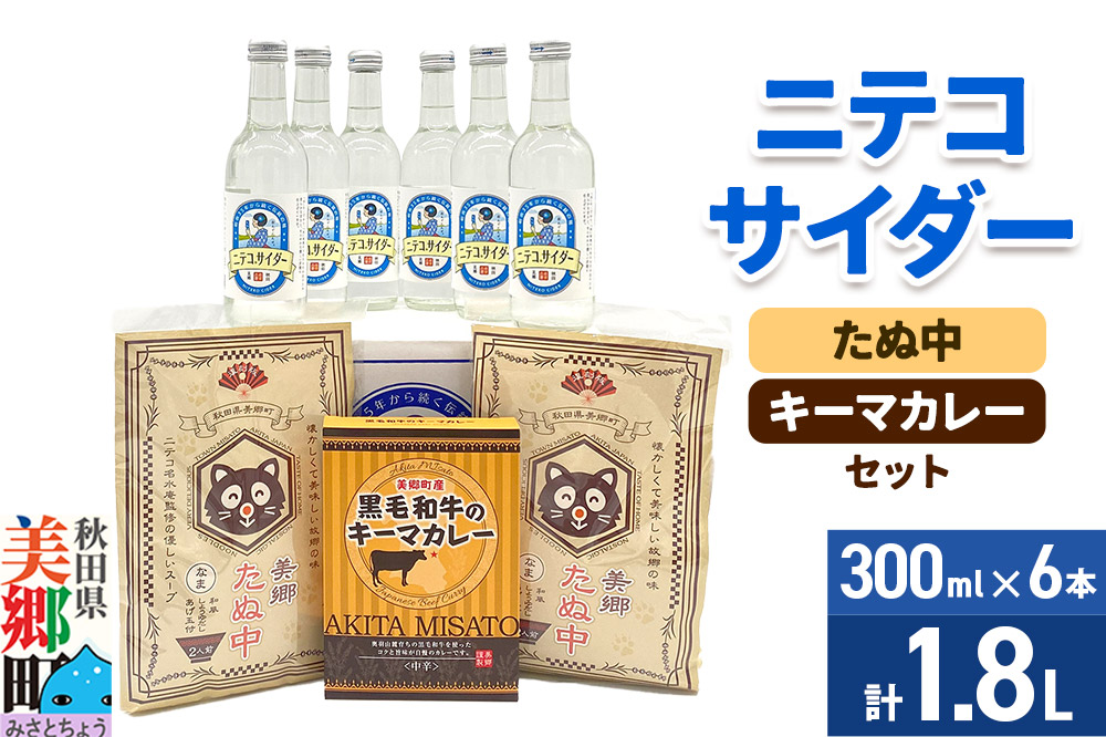 ニテコサイダー6本とたぬ中・キーマカレーのセット 炭酸飲料 カレー キーマカレー レトルト 中華麺