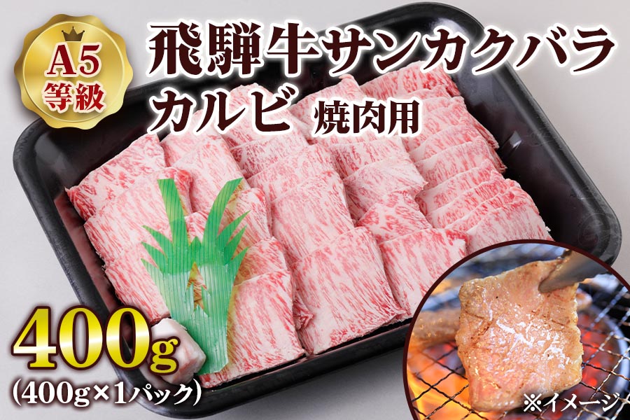 [A5等級] 飛騨牛サンカクバラカルビ焼き肉用400g [0859]