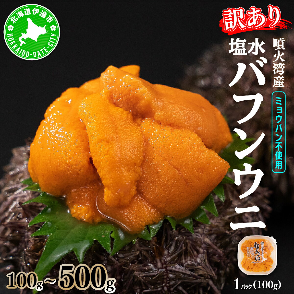 【ふるさと納税】訳あり 100%国産 北海道 噴火湾産 天然 塩水 バフンウニ 100g 〜 500g 《アフター保証付き》国産 ミョウバン不使用 うに ウニ 雲丹 海鮮 海産物 魚介 うに丼 寿司 無添加 産地直送 取り寄せ ギフト 北海道産 伊達市 送料無料