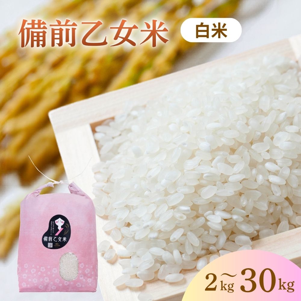【ふるさと納税】 令和8年産 新米 先行予約 備前乙女米 白米 2kg 4kg 5kg 10kg 20kg 30kg 岡山県産 | 米 お米 白米 精米 特A きぬむすめ 石原果樹園