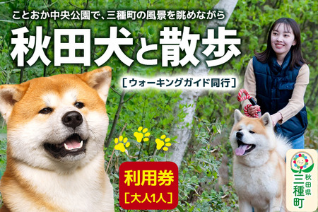 秋田犬と散歩 利用券【大人1人】ウォーキングガイド同行