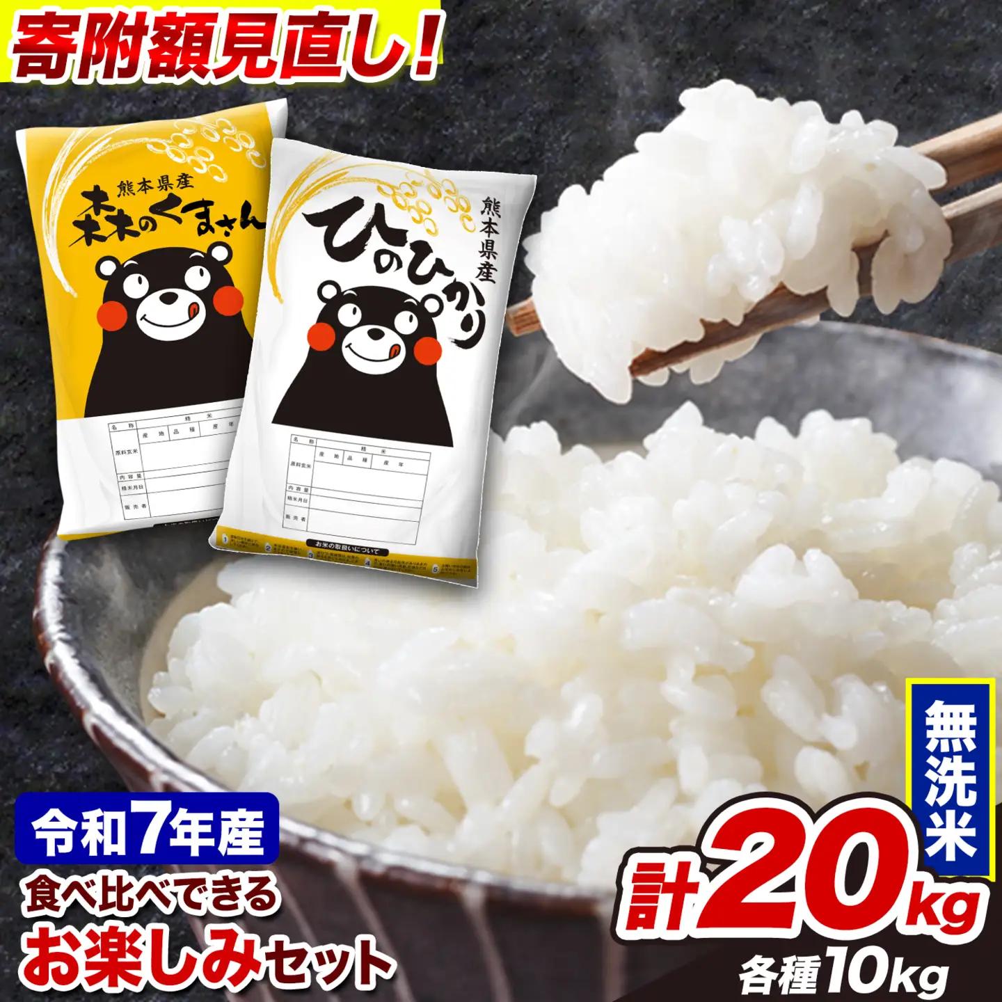 無洗米 令和7年産 ひのひかり 森のくまさん 20kg 無洗