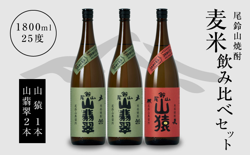 
                  焼酎尾鈴山(山猿1本・山翡翠2本)1800ml  K08_0025_1
                