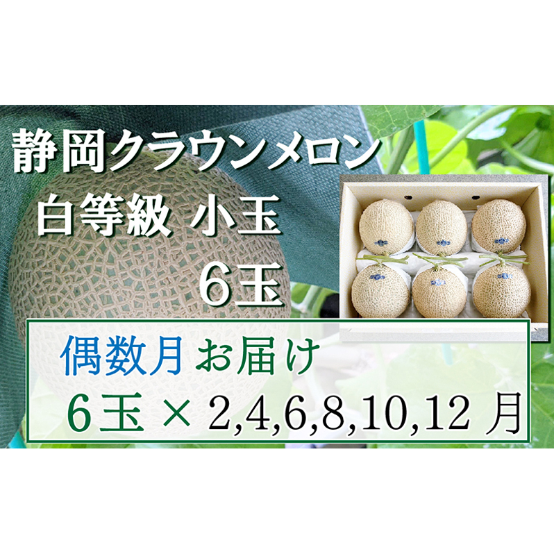 【偶数定期便】クラウンメロン【並(白等級)】小玉(1.1kg前後)6玉入り 果物 メロン青肉 フルーツ デザート 高級メロンブランド 高級メロン ブランドメロン 