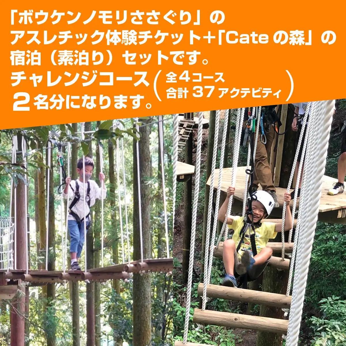 【ボウケンノモリささぐり】 アスレチック体験+宿泊（素泊り）セット2名分 ZZ004 