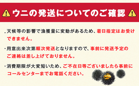 【先行予約】『天然刺身用』北むらさきウニ 120g ウニ 刺身 海鮮【配送不可地域：離島・沖縄県】