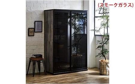 【開梱設置】引き戸キッチンボード 食器棚 ポエム 幅113.5 2枚扉（ミスト・クリア・スモークガラス） ブルックリン レンジ台 家具