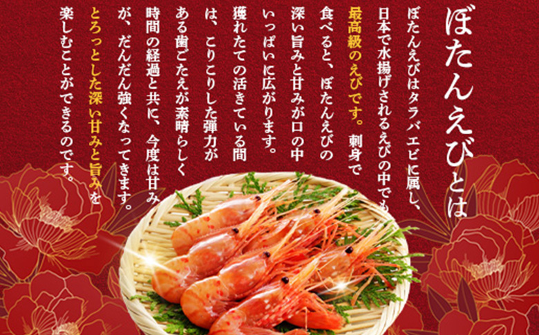 超速リキッド凍結でドリップゼロ! 北海道羽幌産生鮮ぼたんえび 400g | ぼたんえび 200g×2パック 新鮮 海鮮 魚介 甲殻類 海老 エビ 人気 小分け 刺身 丼 贅沢 おつまみ 酒の肴 冷凍 
