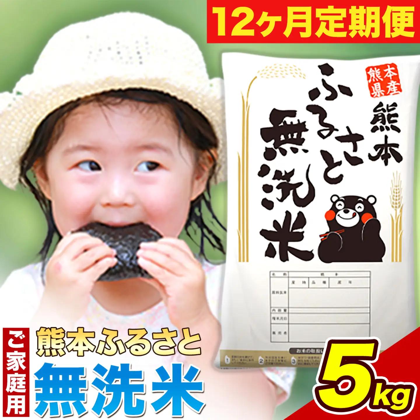 【12ヶ月定期便】熊本ふるさと無洗米 5kg 《お申込み翌月から出荷》