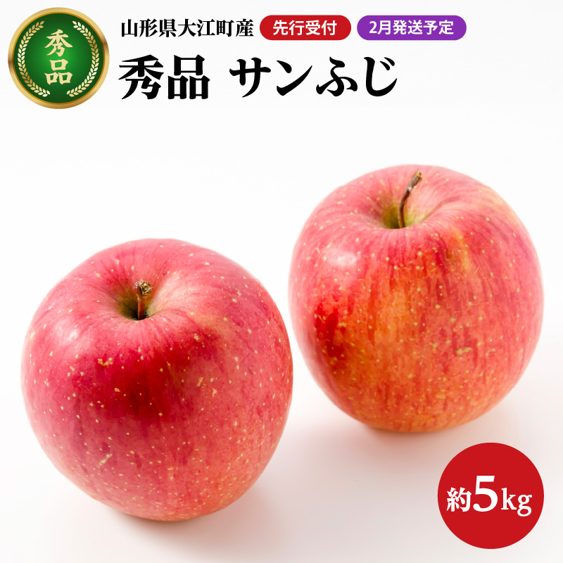 《先行受付》【2026年2月発送予定】 サンふじ約5kg・秀品【大江町産・山形りんご・大地農産】