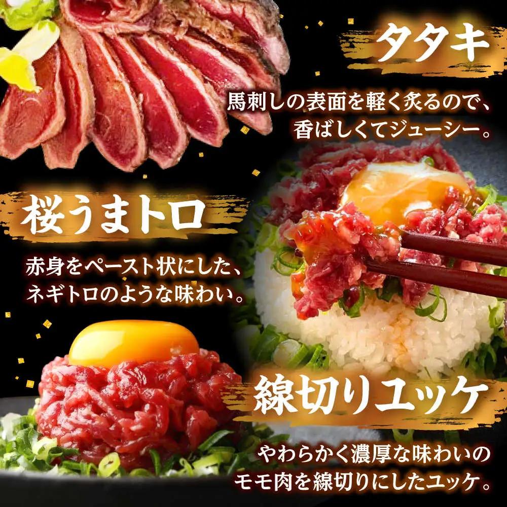 令和8年熊本地震復興支援 馬刺し 部位堪能 7種 食べ比べ ブロック 計約510g  馬刺し[AYAF019]