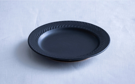 【波佐見焼】ローズマリー　リムプレートM マットブラック　4枚セット　食器 皿【翔芳窯】[FE581]
