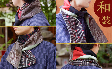 大島紬 スカーフ （ 赤 ）　K275-003_01 ストール シルク 絹 男女兼用 ユニセックス 柄 オールシーズン 日除け 日焼け対策 おしゃれ 防寒 手洗い 和装 洋装 伝統工芸品 奄美 奄美大