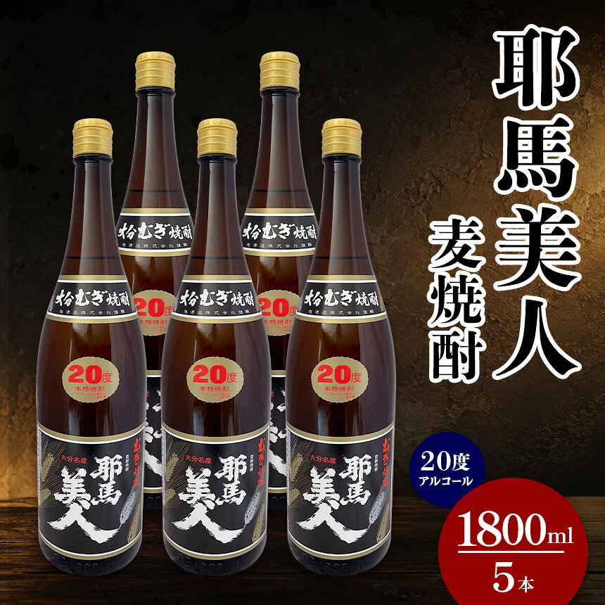 【ふるさと納税】麦焼酎 耶馬美人 20度 1,800ml×5本 大分県中津市の地酒 焼酎 酒 アルコール 大分県産 九州産 中津市 国産 送料無料／熨斗対応可 お歳暮 お中元 など