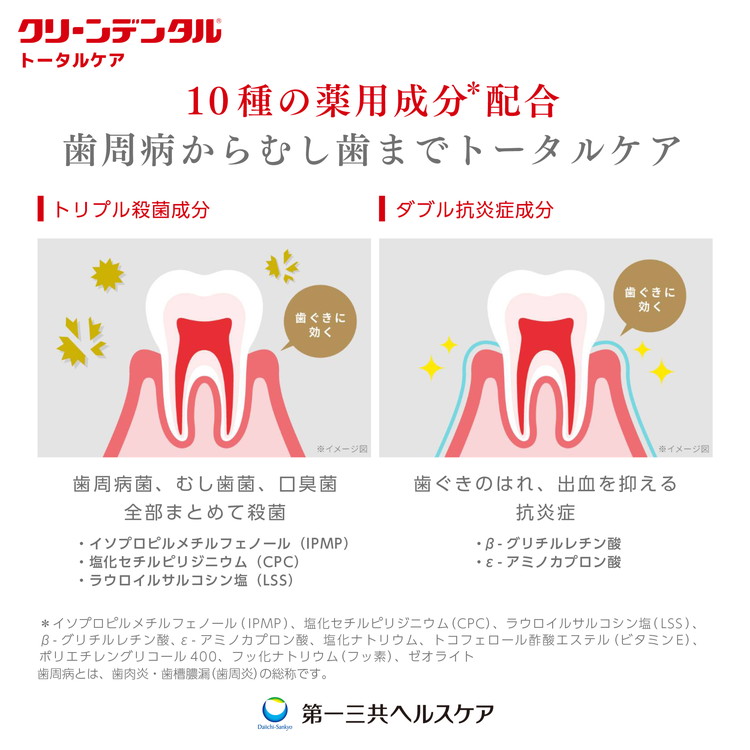 クリーンデンタル トータルケア 100g 3本セット | 歯磨き粉 歯磨き ハミガキ デンタルケア フッ素 虫歯予防 口臭予防 歯周病予防 日本製