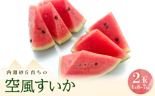 内灘砂丘育ちの空風すいか　Lサイズ(6～7kg)2個【1598284】