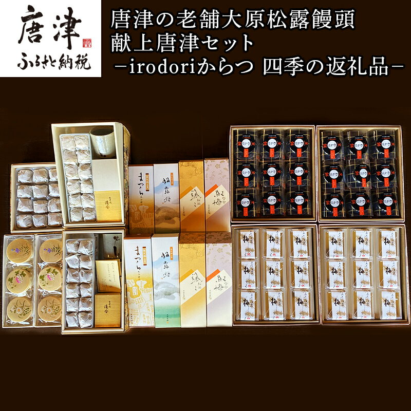 【ふるさと納税】唐津焼湯呑と和菓子8種増量セット (大原松露饅頭60個・颯々6個×2箱・雪中紅梅6個×2箱・まつら10個、松露路10個・黒わらび9個・梅しづく9個・なごみ9個・唐津焼湯呑4客） 「2025年 令和7年」
