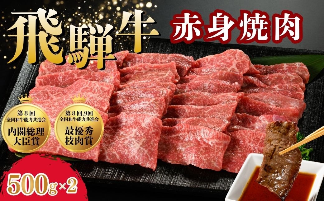 飛騨牛 赤身焼肉　約500g×2※北海道・沖縄・離島への配送不可