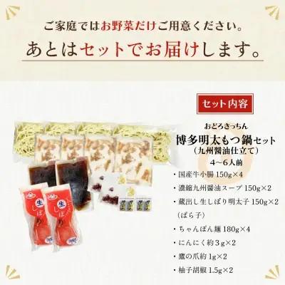 Y69-06 おどろきっちん 博多明太もつ鍋セット(九州醤油仕立て)  4～6人前 もつ鍋