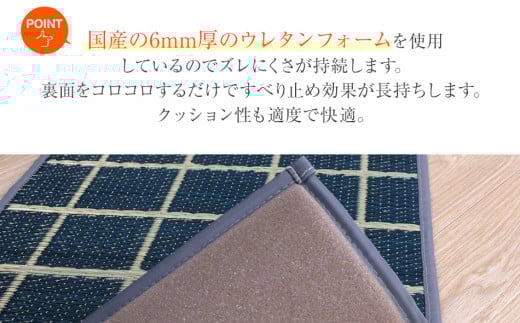お手入れフリーキッチンマットチェック（43×240）（色：ネイビー）　AA026