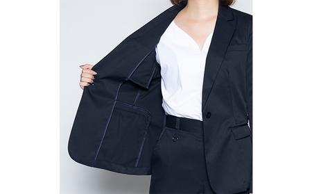 【ふるなび限定】レディース テーラードライトジャケット「ワークウェアスーツ」スーツに見える作業着 　 丸洗い可 ストレッチ 速乾 部屋干し可 撥水 シワになりにくい　ダークネイビー FN-Limite