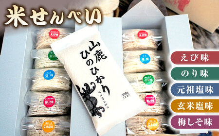 【3回定期便】【こだわり抜いた厳選素材】米せんべい（えび味、のり味、元祖塩味、玄米塩味、梅しそ味） &amp; ヒノヒカリ のセット 【せんべい工房】[ZBQ003]