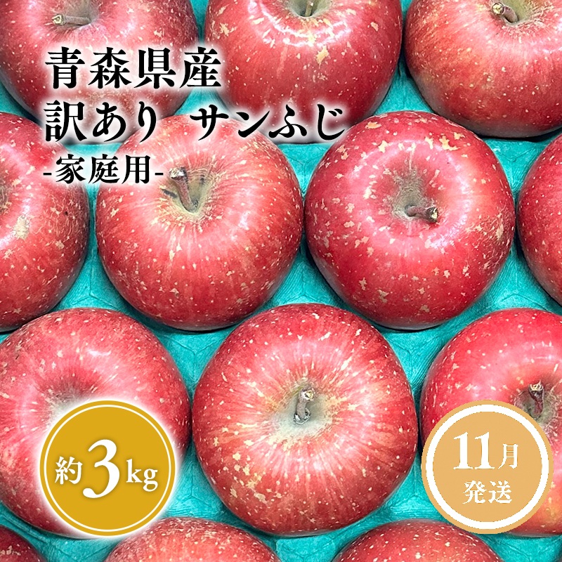 11月発送【訳あり】家庭用サンふじ約3kg【原田青果】りんご 林檎 リンゴ 果物 くだもの フルーツ 不揃い 規格外