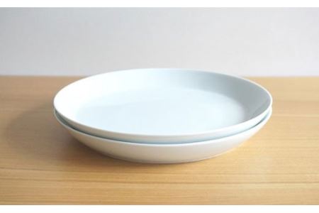 【白山陶器】【磁器の美しさ】 S-lineシンプルな25cm プレート 皿 2枚セット 白磁【波佐見焼】 [TA58]
