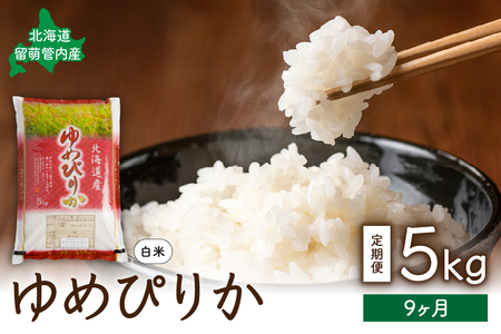 9ヵ月定期便 北海道 留萌管内産 ゆめぴりか5kg 　精米　お米　米　ごはん　国産　甘い　ほどよい粘りと甘み　つややか　北海道産　産地直送　R004-017