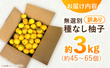【訳あり】【先行予約】【11月中旬から12月中旬に順次発送】 種なし柚子 約3kg（約45個から65個）ゆず 種無し ユズ 訳あり 家庭用 柚子 種なし 三次市/小さなくだもの畑[APAQ004]