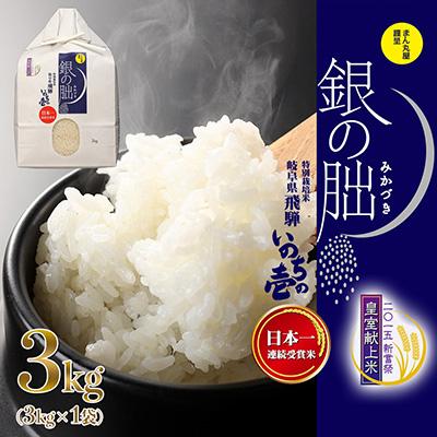 ふるさと納税 下呂市 先行受付【2025年産米】(3kg×1袋)皇室献上米「銀の朏」いのちの壱 米【13-42【4】】