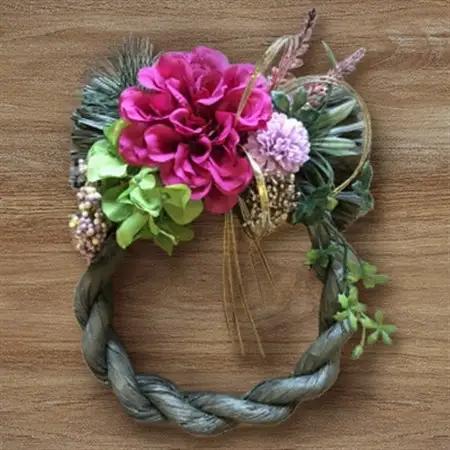 年中飾れるお正月しめ縄飾り(アートフラワー)A_花・観葉植物 造花・プリザーブドフラワー 花 _【1418571】