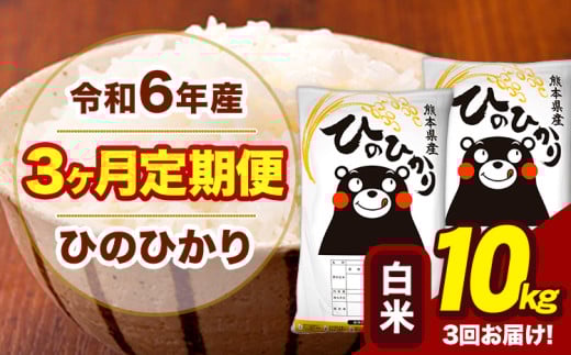 令和6年産 【3ヶ月定期便】 白米 米 ひのひかり 10kg《お申し込み月の翌月から出荷開始》熊本県 大津町 国産 熊本県産 白米 送料無料 ヒノヒカリ こめ お米