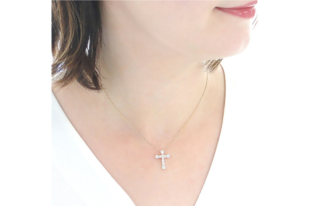 ネックレス K18YG イエローゴールド ダイヤモンド 1.0ct クロス 十字架 1カラット ペンダント 【f020-k18yg】
