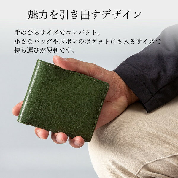 【ふるさと納税】豊岡財布 AW0404 レッザボタニカ 二つ折りウォレット（抹茶グリーン） / ALBAPIE 財布 サイフ メンズ レディース 本革 二つ折り
