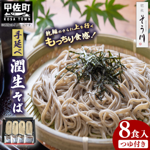 潤生そば８食入り - 8食 800g 蕎麦 ソバ 乾麺 そば つゆ付 つるつる もちもち 麺 夏 ざるそば 冬 温そば 一年中 楽しめる 人気 おすすめ 熊本県 甲佐町