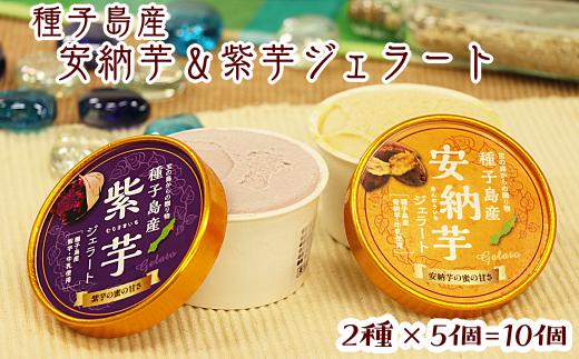 種子島 産 安納芋 紫芋 ジェラート 10個 セット　NFN146【400pt】 安納いも 紫いも 種子島産 牛乳 濃厚 アイスデザート 地元でも人気