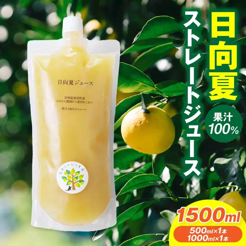 日向夏ストレートジュース100％(500ml×1本、1000ml×1本セット) 日向夏 ジュース 柑橘