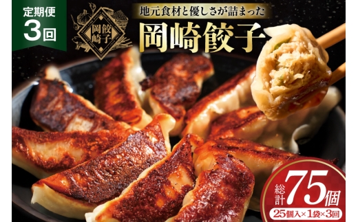 餃子 岡崎餃子 25個 3回 定期便 [グローアップ 愛知県 岡崎市 ok23bzw550007] ぎょうざ ギョウザ 冷凍餃子 冷凍ギョウザ 冷凍ぎょうざ おかず 冷凍おかず おつまみ ツマミ