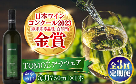 【全3回定期便】TOMOEデラウェア 白ワイン やや辛口 白 ワイン 受賞 ギフト 醸造[APAZ050] ワイン ワイン ワイン ワイン ワイン