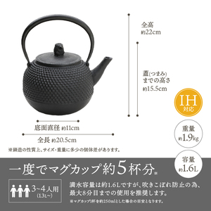 南部鉄器 鉄瓶 ハリネズミ(大) 1.6L【村上 怜 作】 [Y0121]