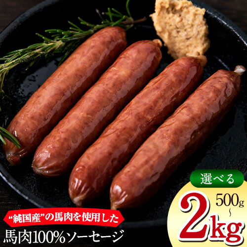 【ふるさと納税】馬肉100%ソーセージ 選べる 500g(500g×1袋) 1kg(500g×2袋) 2kg(500g×4袋) 肉 馬肉 ソーセージ 500g 1kg 2kg 南阿蘇村《1-5日以内に出荷予定(土日祝除く)》
