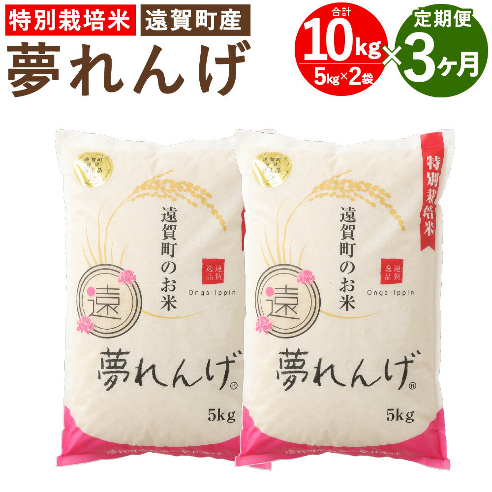 【ふるさと納税】【3ヶ月定期便】特別栽培米 夢れんげ 10kg 5kg×2袋 3回配送 合計30kg 定期便 夢つくし 元気つくし 精米 白米 お米 米 福岡 遠賀町産 九州産 国産 送料無料