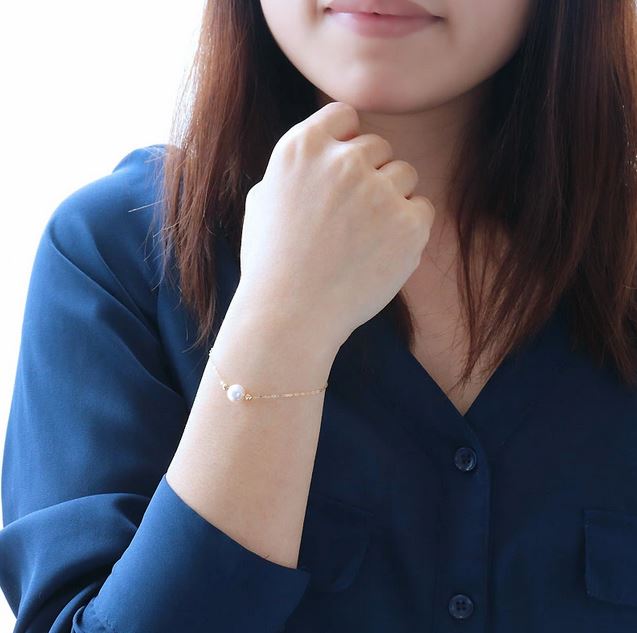 志摩産 アコヤ真珠 1粒真珠ブレスレット シンプル大人スタイル / ブレスレット 18金 真珠 伊勢志摩 志摩 アクセサリー ギフト パール 母の日 ホワイトデー クリスマス 〔050-115〕