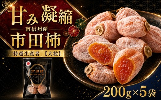 【特選生産者】南信州産 市田柿 1kg（200g×5）【大粒】 | マルス信濃物産 ★12/15までのお申し込みで 年内発送 ★ 果物 くだもの フルーツ 柿 かき 市田柿 長野県 信州 南信州 飯田市