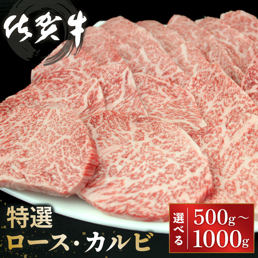 【ふるさと納税】佐賀牛 特選ロース・カルビ【内容量が選べる 500g 1000g 佐賀牛 ロース肉 カルビ 霜降り肉 サシ 焼肉 美味しい 絶品 A4 A5 ブランド牛】K030P020